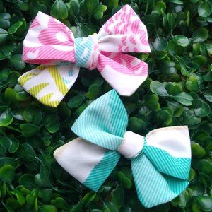 Hair bows, Set of 2 Cotton Hair Bows Hand Tied for girls NEW